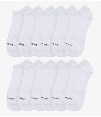 Kit 12 Pares De Meias Soquete Adulto Endless Branco