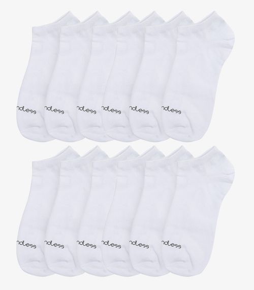 Kit 12 Pares De Meias Soquete Adulto Endless Branco