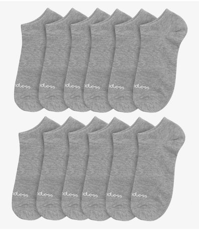 Kit 12 Pares De Meias Soquete Adulto Endless Cinza