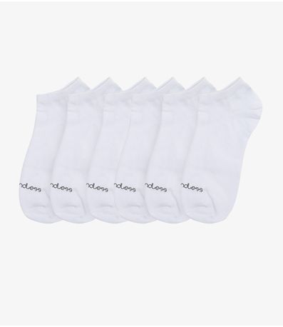 Kit 6 Pares De Meias Soquete Adulto Endless Branco