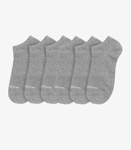 Kit 6 Pares De Meias Soquete Adulto Endless Cinza