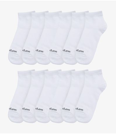 Kit 12 Pares De Meias Cano Curto Adulto Endless Branco