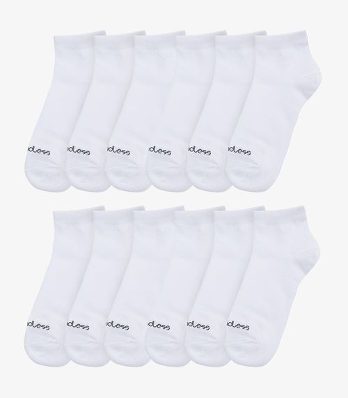 Kit 12 Pares De Meias Cano Curto Adulto Endless Branco