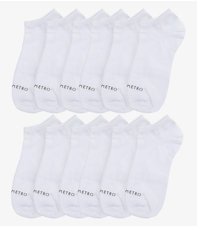 Kit 12 Pares De Meia Soquete Adulta Diametro Branco