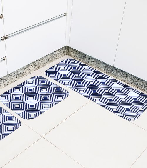 Tapete Cozinha Base Antiderrapante Tapetes Junior Azul
