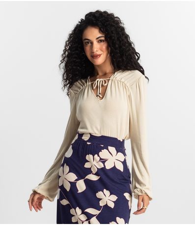 Blusa Manga Longa Feminina Rovitex Bege