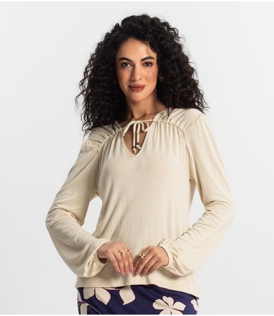 Blusa Manga Longa Feminina Rovitex Bege