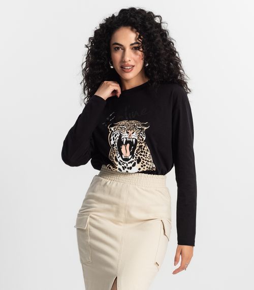 Blusa Manga Longa Feminina Rovitex Preto
