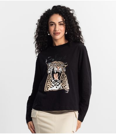 Blusa Manga Longa Feminina Rovitex Preto
