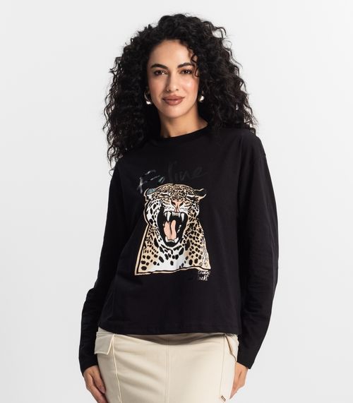 Blusa Manga Longa Feminina Rovitex Preto