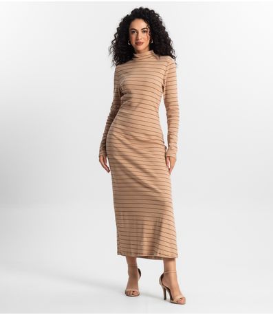 Vestido Midi Feminino Rovitex Marrom