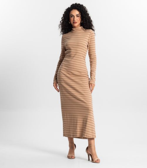 Vestido Midi Feminino Rovitex Marrom