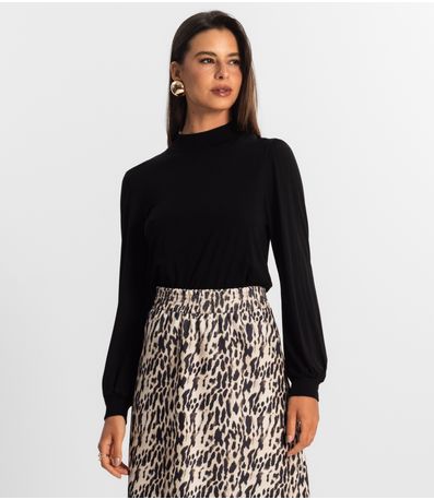 Blusa Manga Longa Feminina Rovitex Preto