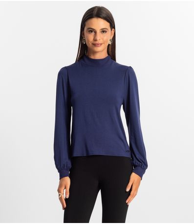 Blusa Manga Longa Feminina Rovitex Azul