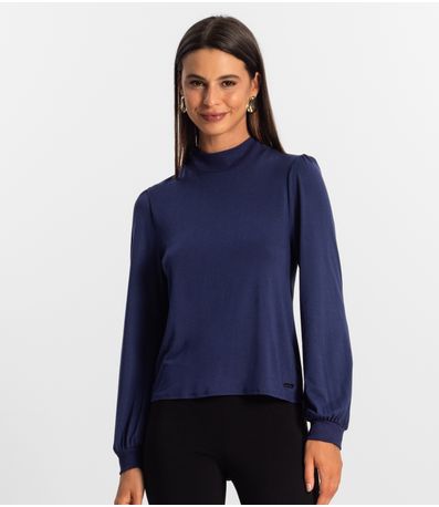 Blusa Manga Longa Feminina Rovitex Azul