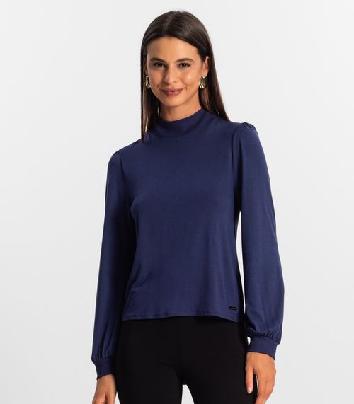 Blusa Manga Longa Feminina Rovitex Azul