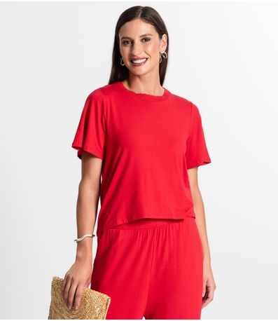 Blusa Feminina Manga Curta Rovitex Vermelho