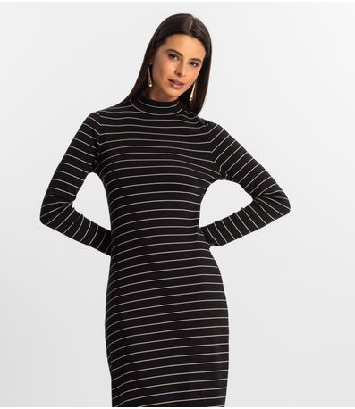 Vestido Midi Feminino Rovitex Preto