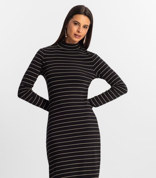 Vestido Midi Feminino Rovitex Preto