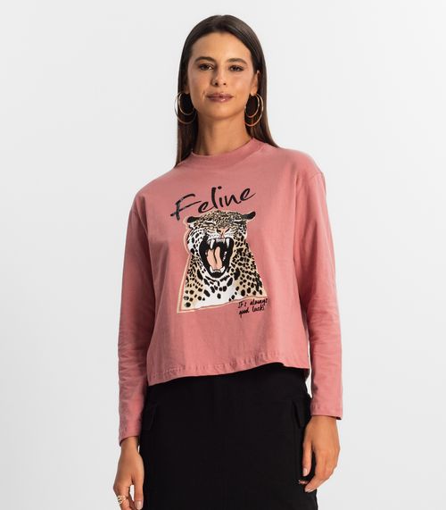 Blusa Manga Longa Feminina Rovitex Rosa