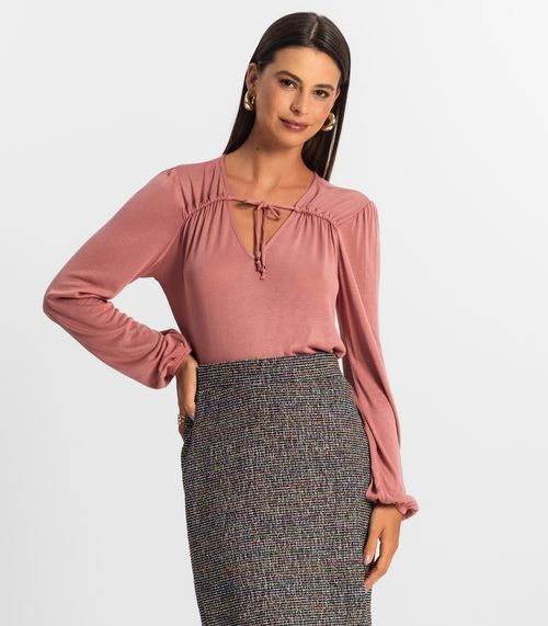 Blusa Manga Longa Feminina Rovitex Rosa