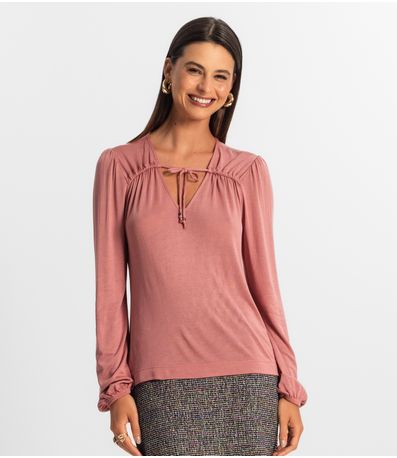 Blusa Manga Longa Feminina Rovitex Rosa