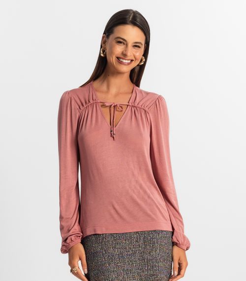 Blusa Manga Longa Feminina Rovitex Rosa