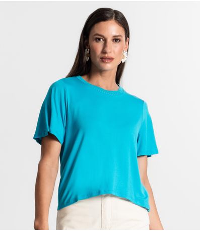 Blusa Feminina Manga Curta Rovitex Azul