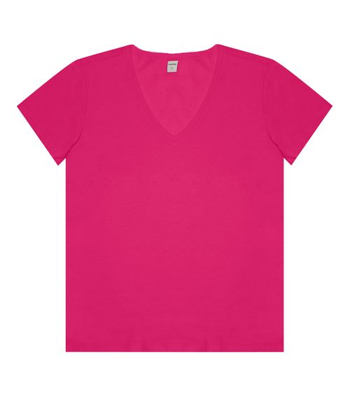 Blusa Feminina Manga Curta Decote V Rovitex Rosa