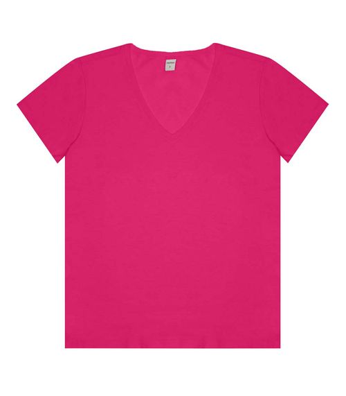 Blusa Feminina Manga Curta Decote V Rovitex Rosa