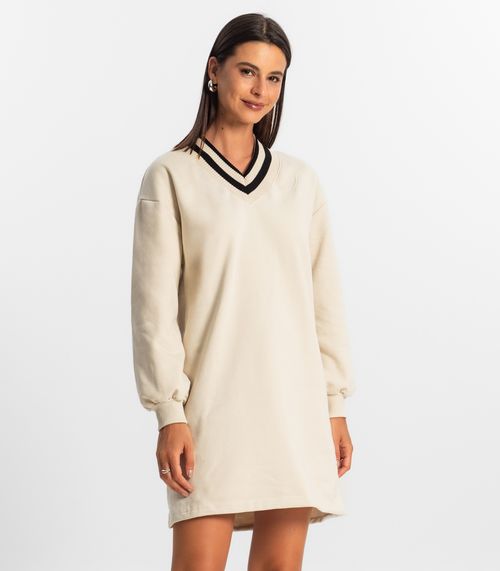 Vestido Feminino Moletom Rovitex Bege