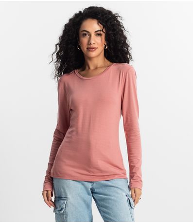 Blusa Manga Longa Feminina Rovitex Rosa
