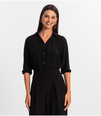 Camisa 3/4 Feminina Rovitex Preto