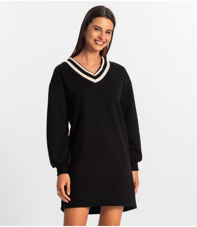 Vestido Feminino Moletom Rovitex Preto
