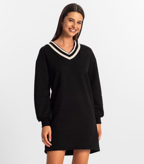 Vestido Feminino Moletom Rovitex Preto