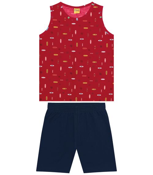 Conjunto Infantil Regata Com Bermuda Rovi Kids Vermelho