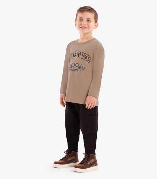 Calça Infantil Em Moletom Rovi Kids Preto