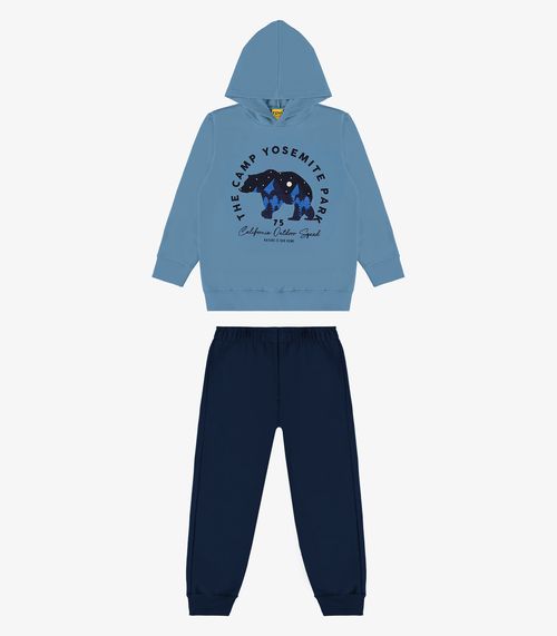 Conjunto Blusão Com Capuz E Calça Rovi Kids Azul
