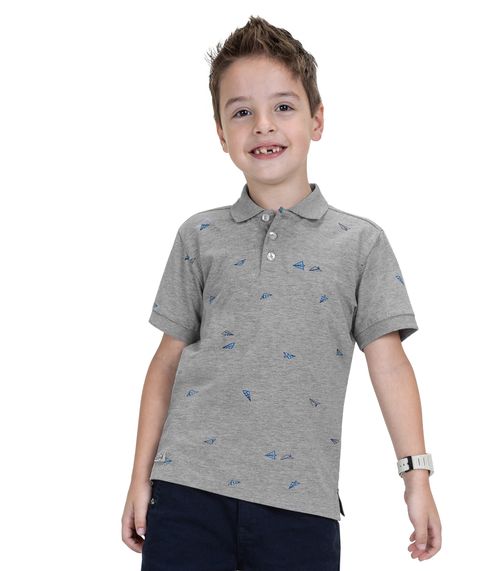 Camisa Polo Infantil Menino Cotton Trick Nick Cinza