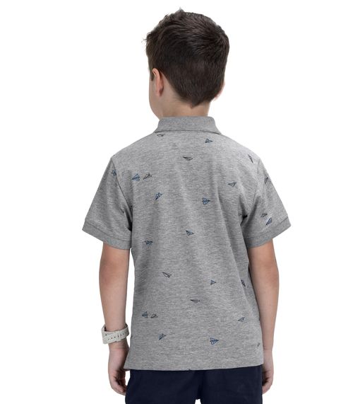 Camisa Polo Infantil Menino Cotton Trick Nick Cinza