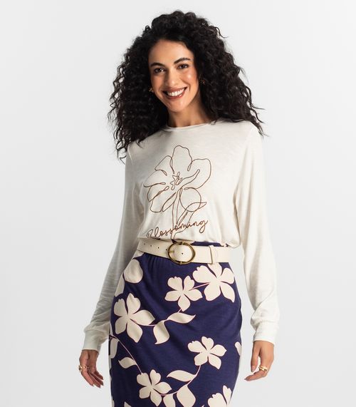 Blusa Manga Longa Feminina Rovitex Bege