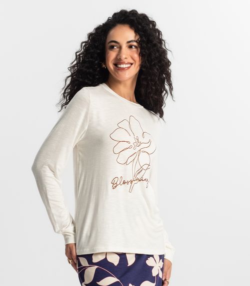 Blusa Manga Longa Feminina Rovitex Bege