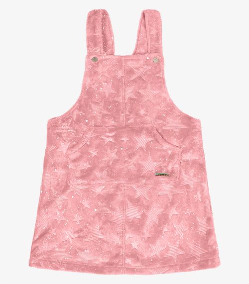 Salopete Infantil Peluciada Com Glitter Trick Nick Rosa