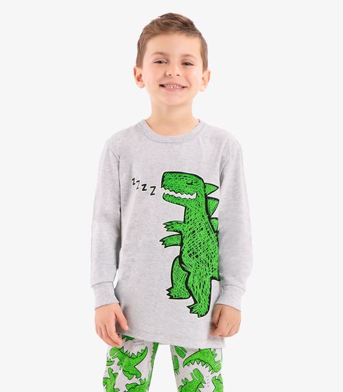 Pijama meia malha Rovi Kids Cinza
