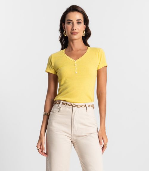 Blusa Feminina Ribana de Linho KO Amarelo