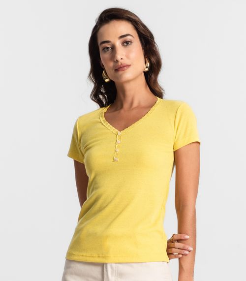 Blusa Feminina Ribana de Linho KO Amarelo