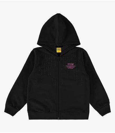 Jaqueta Infantil Em Moletom Com Capuz Rovi Kids Preto