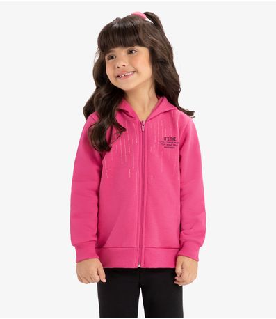Jaqueta Infantil Em Moletom Com Capuz Rovi Kids Rosa