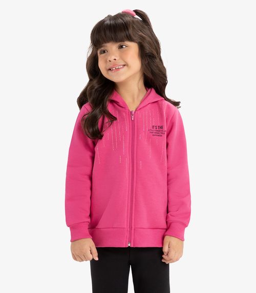 Jaqueta Infantil Em Moletom Com Capuz Rovi Kids Rosa