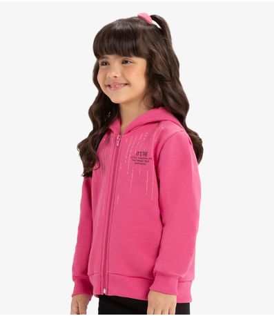 Jaqueta Infantil Em Moletom Com Capuz Rovi Kids Rosa
